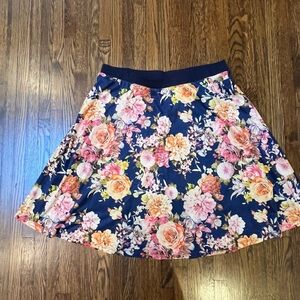 Faux suede floral skirt